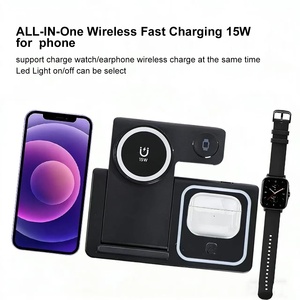 Estación de Carga Inalámbrica Rápida, Soporte Magnético para Teléfono, <span class=keywords><strong>Cargador</strong></span> Inalámbrico Plegable Portátil de 15W para <span class=keywords><strong>Samsung</strong></span>, <span class=keywords><strong>Cargador</strong></span> <span class=keywords><strong>3</strong></span> <span class=keywords><strong>en</strong></span> <span class=keywords><strong>1</strong></span> de ABS - Product Image 3