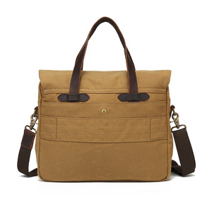 Men's <strong>Briefcase</strong>-Style Camera Bag Crossbody Single-Shoulder Laptop Satchel Outdoor Travel Canvas Crazy Horse <strong>Leather</strong> Trim Cotton - Product Image 4