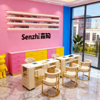Meubles de salon professionnels, table de manucure en bois sur mesure, chaise, table à ongles en marbre, station pour la décoration de salon de beauté