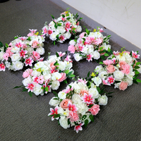 Centre de table floral en soie artificielle rose et blanche, rose pivoine, décoration de table de mariage, Thanksgiving, fête des mères