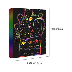 Jouets de dessin DIY sûrs et non toxiques, cartes en papier <span class=keywords><strong>à</strong></span> gratter arc-en-ciel magiques pour enfants, ensemble de loisirs créatifs - Product Image 3