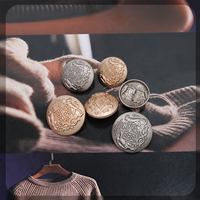 Boutons en métal rétro à double lion courbé, cousus à la main, pour manteau de style britannique sauvage