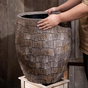 Écorce de vent soyeuse texturé <span class=keywords><strong>grand</strong></span> <span class=keywords><strong>Pot</strong></span> de fleur Kit boue de magnésium trous de fond jardinage café plantes vertes paradis des oiseaux <span class=keywords><strong>citronnier</strong></span> - Product Image 4