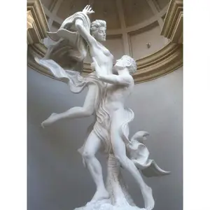 Figura de mármol blanco antigua personalizada, tamaño real, estatua desnuda de hombre y mujer, escultura NTBS-A016