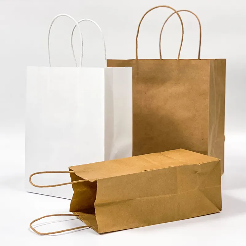 Custom greaseproof brown white candy popcorn flat paper bag waterproof bio degradable kraft paper bag