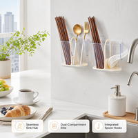 Boîte de rangement murale pour vaisselle, porte-baguettes, conteneur de drainage en plastique de qualité alimentaire pour cuisine et maison
