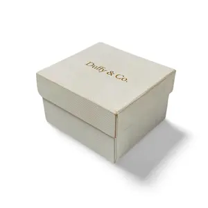 Grosir hadiah Ramadan kotak kartu 2mm Pulp kecil bisnis kemasan kalung parfum coklat Embossing Matt pilihan laminasi