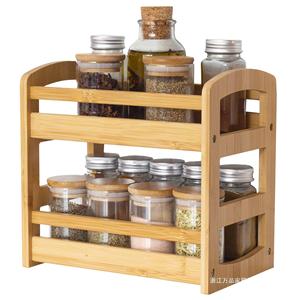 Bamboo 2-Tier Spice Rack Double Layer Countertop <b>Storage</b> <b>Kitchen</b> Organizer Eco-Friendly - Product Image 5