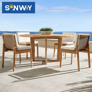 Outdoor <b>Lounge</b> Furniture Set Luxury Garden Teak Wood Rattan Wove Outdoor Furniture - Product Image 6