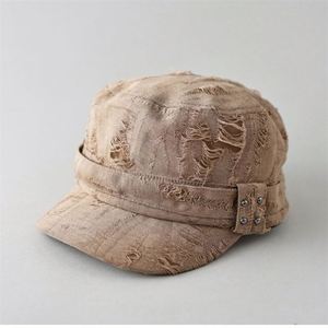 2026 Spring Summer New Fashion Vintage Distressed Cadet Hat Short Brim <b>Flat</b> Top Baseball <b>Cap</b> for Women <b>Men</b> - Product Image 3