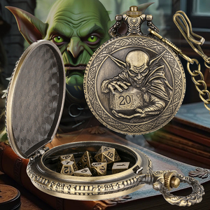 Caja de Dados de Metal con Diseño de <span class=keywords><strong>Goblin</strong></span>, Contiene 7 Dados Poliédricos Metálicos Mini D20 para Dungeons & Dragons, Regalo - Product Image 1