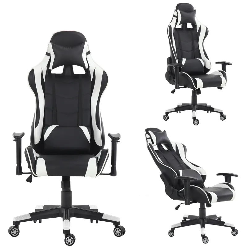 High Back Racing Style gaming recliner chair with footrest and massage