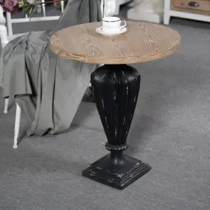 Ristorante dell'hotel banchetto casa da pranzo salotto tavolino in legno massello nero rotondo tavolino con gamba in resina intagliata
