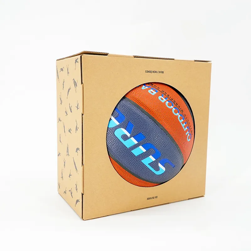कस्टम लोगो लक्जरी फैक्टरी थोक रंगीन पर्यावरण के अनुकूल recyclable ब्राउन नालीदार गेंदों के लिए बास्केटबॉल बॉक्स कागज प्रदर्शन बॉक्स