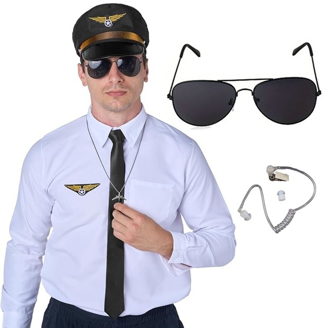 PESENAR Spy Earpiece Headphones and Sunglasses,Spy Costume Ear Piece and Sunglasses Secret Service Security Guard Ear Piece