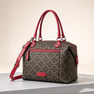 Bolso de Mano para Mujer, Diseño Vintage con Estampado de Tela Roja, Asa Superior, Correa Desmontable para Hombro y Cruzado - Product Image 2