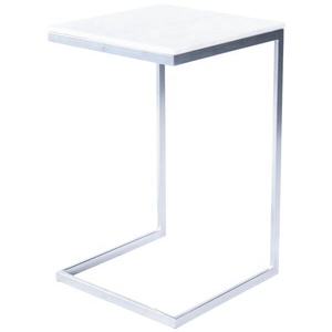 High Quality Modern <b>Side</b> <b>Table</b> Iron with Shiny <b>Marble</b> Top Rust Proof Black Powder Coat Set for Living Room - Product Image 3