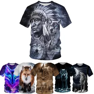 Camiseta con estampado Digital 3d para hombre, ropa de manga corta con estampado de Lobo y Animal, de diseño de lujo personalizado