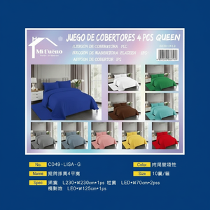 Il Set di biancheria da letto Queen in tinta unita in 4 pezzi include copripiumino misura federe gonna da letto in materiale poliestere - Product Image 1