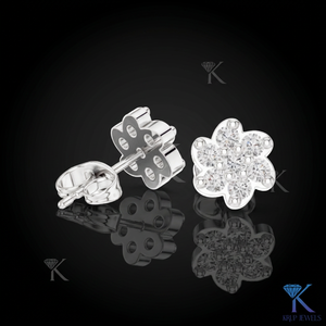Lab Grown Diamond Floral Daisy Cluster <b>Stud</b> Earrings 14K 18K Solid Gold 7 Stone Fine Women Jewelry Bridal Anniversary Gift - Product Image 2