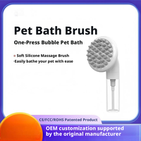 Brosse de bain pour animaux de compagnie avec distributeur de savon, poils en silicone doux pour masser, brosse à shampooing pour le toilettage pour chats et chiens