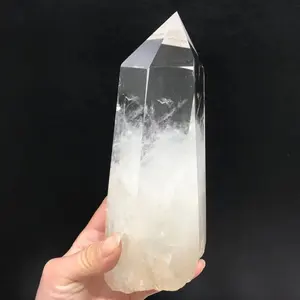 Grands Points en cristal de Quartz transparent, vente en gros, pièces, Points de Base Non découpés pour la décoration