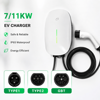 Borne de recharge murale pour VE 7KW 32A Type 2 Monophasé AC 230V Domestique IP55 CE avec bande lumineuse LED et câble TPU en cuivre pur