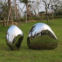 Sculpture en pierre de galet géométrique abstraite extérieure Offre Spéciale moderne d'acier inoxydable