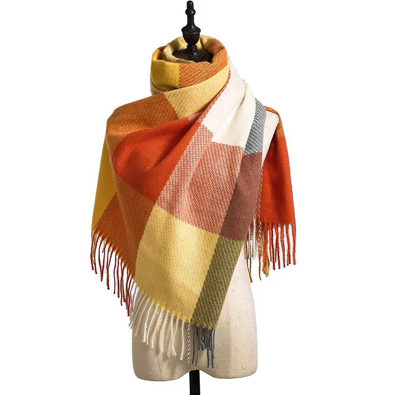 Оптовая продажа, 2023 новый стиль, модный зимний плед шарф для женщин
