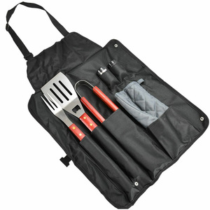 Outdoor BBQ neck-hanging tableware storage <b>bag</b>, wear-resistant and stain-resistant picnic apron, canvas picnic work clothes. - Product Image 5