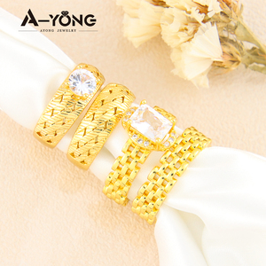 Original Design Wedding <b>Couple</b> <b>Rings</b> 21k Gold Plated Italian Sparkly Zirconia Unique Personality <b>Ring</b> for Gift - Product Image 5
