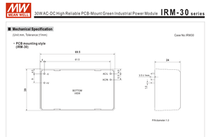 Alimentation électrique Mean Well IRM-30-12ST AC-DC pour éclairage LED, montage sur châssis, 30W, 12V, 2.5A, bornes à vis - Product Image 6