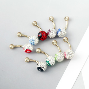 Anillo de <span class=keywords><strong>ombligo</strong></span> con letras simples a la moda con acero inoxidable incrustante circón gota aceite cuerpo Piercing joyería - Product Image 4