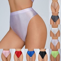 Celana Dalam Wanita Sutra Mengkilap, Model Bikini High Cut, Seamless, Halus, Satin