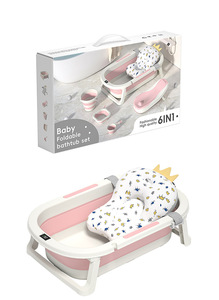Ensemble de baignoire pliable pour bébés, contrôle de la température, position assise et allongée, sécurité du nouveau-né, grande taille, en résine PP+TPE, pour la maison - Vente en gros - Product Image 6