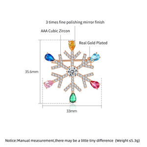 LUOTEEMIラインストーンコサージュラペルピンレインボーカラージルコンクリスタルブローチブライダルスノーフレークブローチとクリスマス用ピン - Product Image 2
