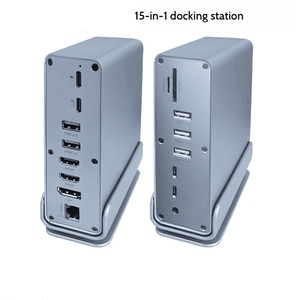 Estación de acoplamiento de concentrador 11 12 tipo <span class=keywords><strong>C</strong></span> personalizada Dual HDTV SD TF <span class=keywords><strong>USB</strong></span> 3,0 2. 0 10GB PD 100W RJ45 3,5mm Audio Computer Hubs - Product Image 5