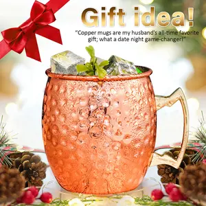 Wholesale Mini Stainless Steel Engraved Brass Plated Wine Wedding Party Beer Cocktail Hammered Cup Moscow Mule Copper Mug