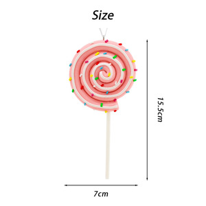 Pendentif en argile polymère en forme de sucette mini macaron <span class=keywords><strong>rose</strong></span> scintillant en spirale pour sapin de Noël, idéal pour la décoration de fêtes et cadeaux de Noël (vente en gros) - Product Image 3