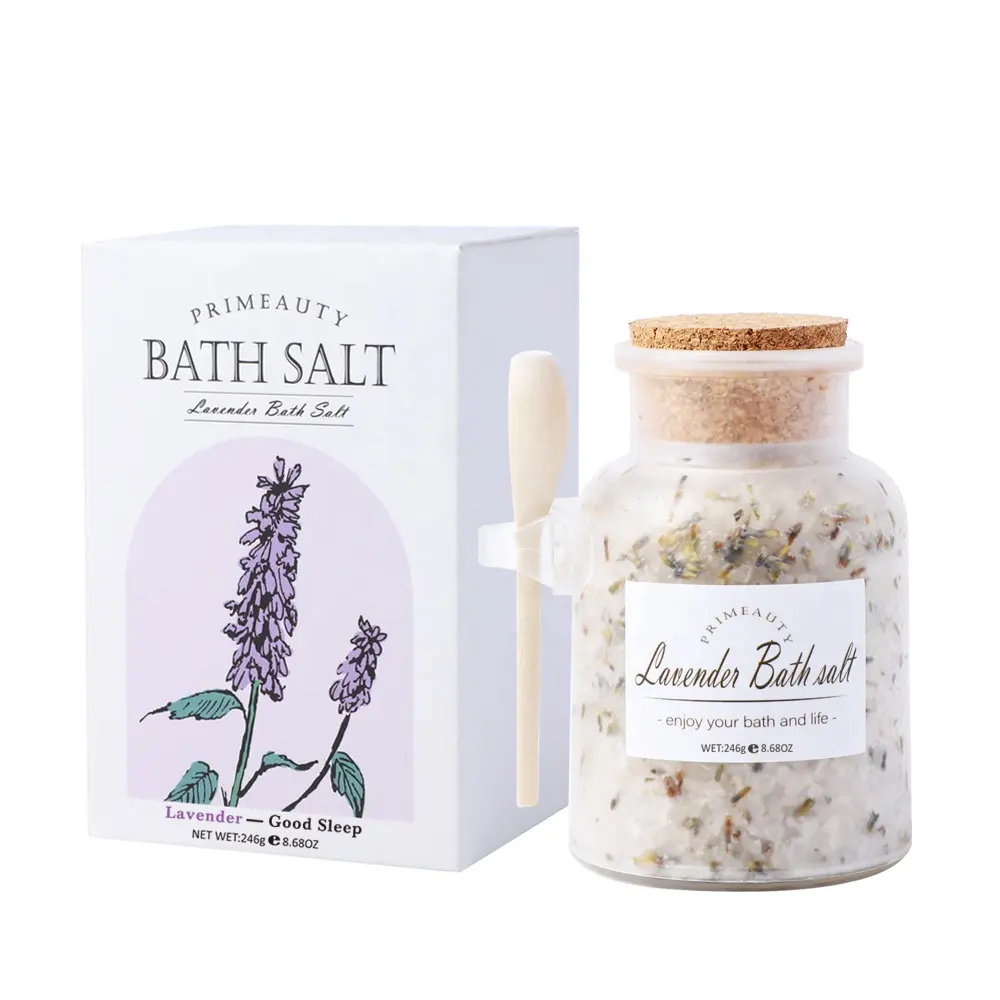 wholesale custom private label natural himalayan sea bath salt soak relaxing spa shower aromatherapy Lavender rose bath salt