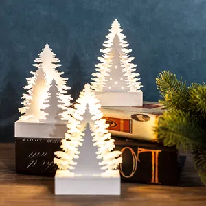 H7inch לבן קטן עץ חג המולד עם led אורות כלול עץ מלאכות לחג משפחה דקור