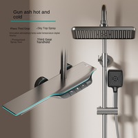 Robinet de douche de salle de bain apparent au design touches de piano carrées, mitigeur eau chaude et froide avec corps en laiton, cascade 3 voies