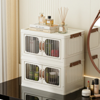 Armoire de rangement pliable flexible de 45 cm de style nordique en PP, portes magnétiques doubles, capacité de 35 L, multi-niveaux pour la maison et la cuisine