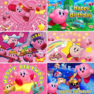Kirbys juego fotografía telón <span class=keywords><strong>de</strong></span> fondo niños cumpleaños fiesta <span class=keywords><strong>Foto</strong></span> fondo rosa azul Arco Iris muñeca juguete decoración Props X4221 - Product Image 6