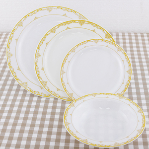7.5 "10.25 \" Assiette à dîner ronde en plastique dur PS Western avec dentelle en or blanc écologique et assiette à rebord doré - Product Image 4