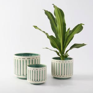 Jardinière en céramique por sol jardin plantation Pot de fleur en céramique rayé simple et frais créatif dispositif de fleur de plante verte nordique - Product Image 1