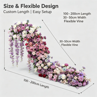 Cadena de flores artificiales colgantes para mesa de banquete de boda, decoración de esquina de mesa larga, simulación de cascada floral para escaparates.