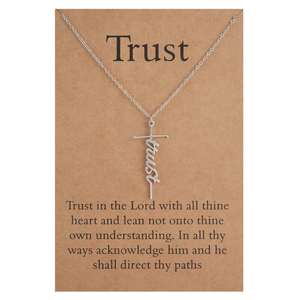 Bijoux religieux de conception personnalisée pour femmes collier croix <span class=keywords><strong>foi</strong></span> PVD de polissage de haut niveau collier pendentif croyance d'espoir collier de mariage - Product Image 2