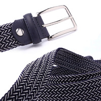 Ceinture en cuir élastique tressée grande taille avec boucle en alliage 140cm-160cm, sangle fine en toile