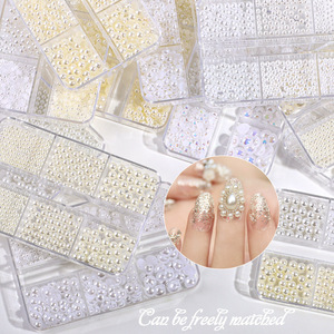 Perlas de Decoración para <span class=keywords><strong>Uñas</strong></span> Acrílicas, Redondas y Semirredondas, de Diferentes Tamaños, Joyería de Perlas, Diamantes de Lujo, Camelia, en Caja - Product Image 4